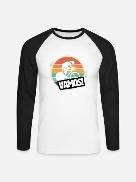 Vamos Retro-Bahnradfahrer - Unisex Baseballshirt langarm - Weiß/Schwarz