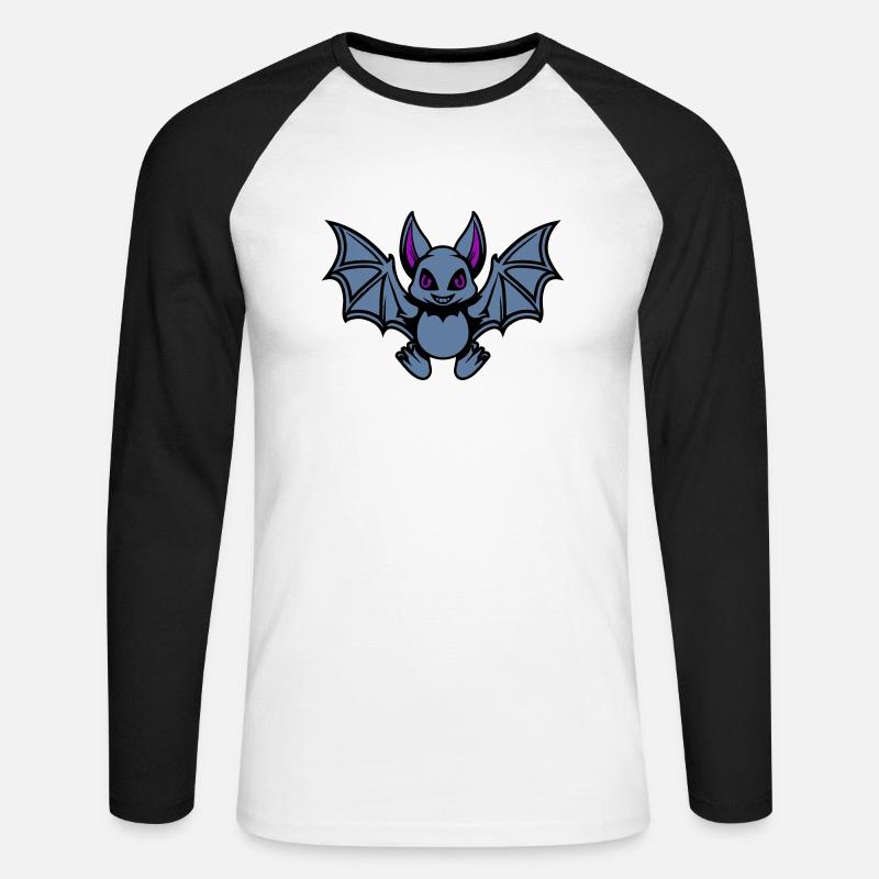 fledermaus comic - Unisex Baseballshirt langarm - Weiß/Schwarz