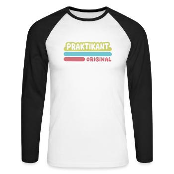 Praktikant als Vorname - Unisex Baseballshirt langarm - Weiß/Schwarz - Vorne - Nik (191cm)