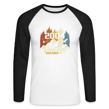 Cadeau d’anniversaire né en décembre 2004 - T-shirt baseball manches longues Homme - blanc/noir - Devant - Nik (191cm)