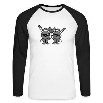 2 Hasen Sonnenbrille Cappy Krawatte Mütze Freunde - Unisex Baseballshirt langarm - Weiß/Schwarz - Vorne - Nik (191cm)