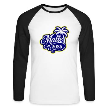 Malle 2025 Palme - Unisex Baseballshirt langarm - Weiß/Schwarz - Vorne - Nik (191cm)