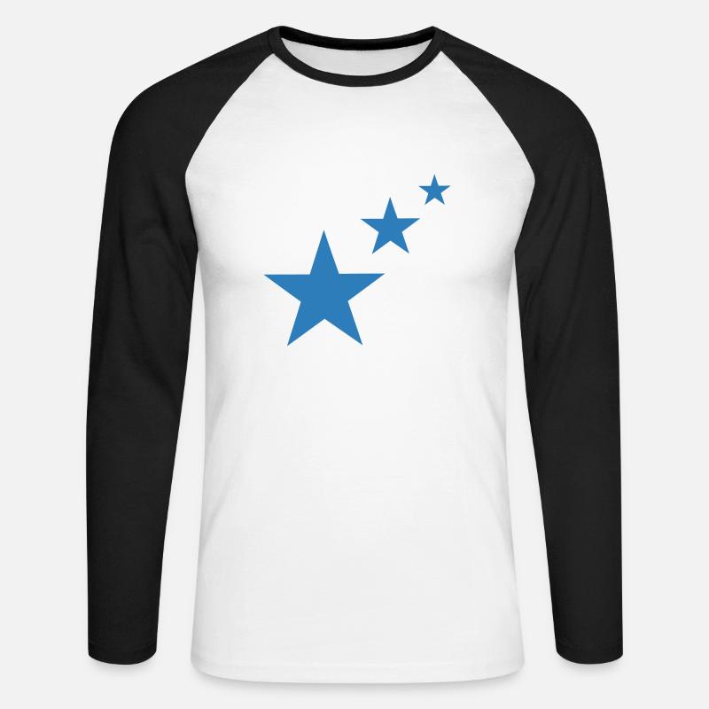 Sterne - Unisex Baseballshirt langarm - Weiß/Schwarz