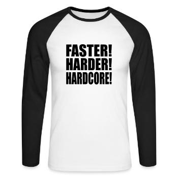 Faster Harder Hardcore EN - Unisex Long Sleeve Baseball T-Shirt - white/black - Front - Nik (191cm)