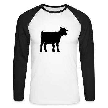 Chèvre - T-shirt baseball manches longues Homme - blanc/noir - Devant - Nik (191cm)