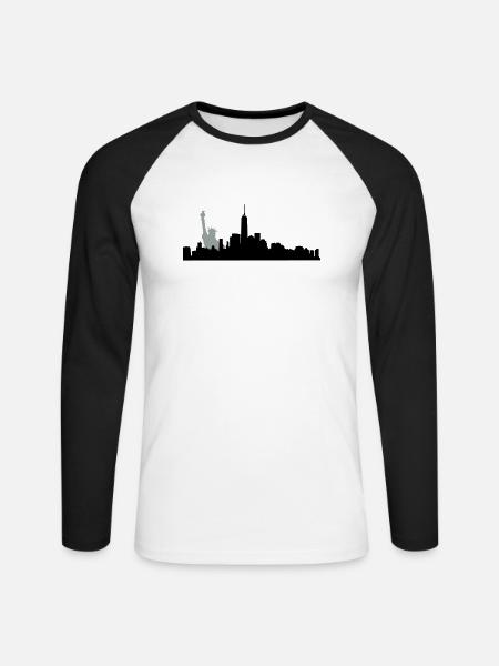 new york manhatten - Unisex Baseballshirt langarm - Weiß/Schwarz