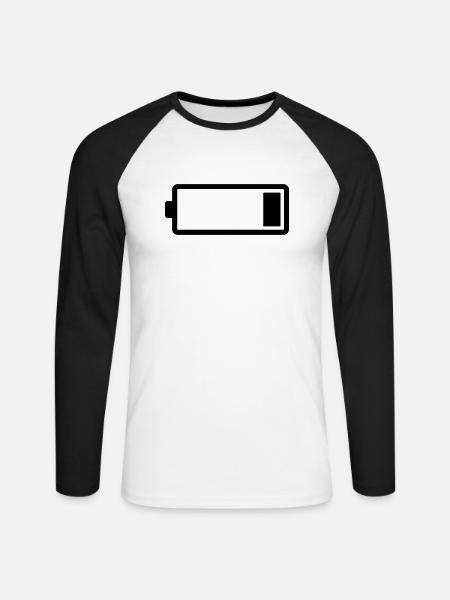 Akku, 20 Prozent - Unisex Baseballshirt langarm - Weiß/Schwarz