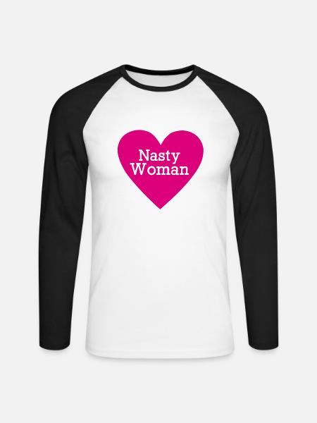 Nasty Woman - Unisex Baseballshirt langarm - Weiß/Schwarz