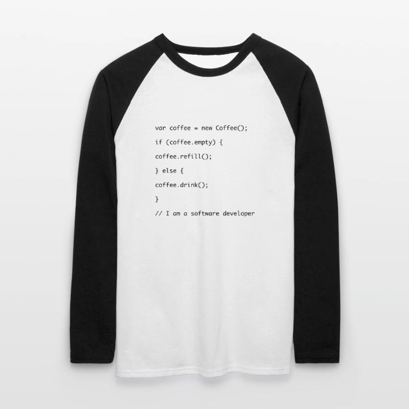 Kaffe auffüllen Javascript Code Unisex Baseballshirt langarm