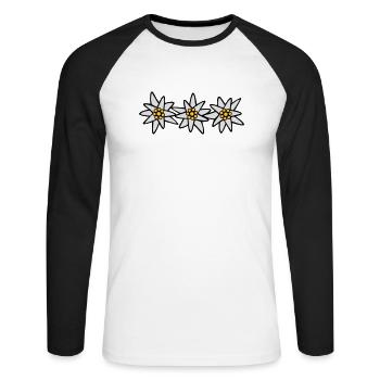 Edelweiss Trio - Unisex Long Sleeve Baseball T-Shirt - white/black - Front - Nik (191cm)