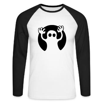 buh_092011_b_1c - Unisex Baseballshirt langarm - Weiß/Schwarz - Vorne - Nik (191cm)