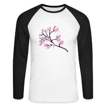 Cherry blossom branch - Unisex Long Sleeve Baseball T-Shirt - white/black - Front - Nik (191cm)