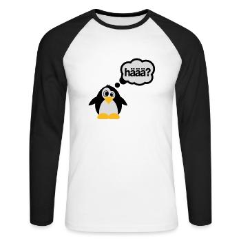 Penguins - Haaa? - T-shirt baseball manches longues Homme - blanc/noir - Devant - Nik (191cm)