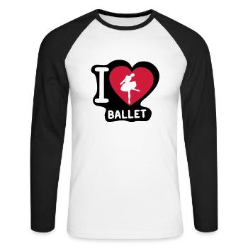 love coeur heart danseuse ballet dancer1 - T-shirt baseball manches longues Homme - blanc/noir - Devant - Nik (191cm)
