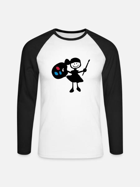 painter_girl - Unisex Long Sleeve Baseball T-Shirt - white/black