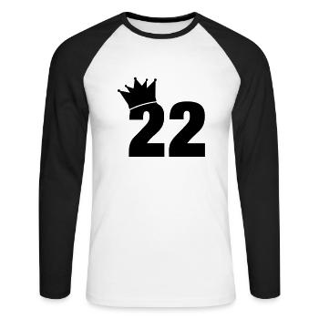 22_krone_f1 - Unisex Baseballshirt langarm - Weiß/Schwarz - Vorne - Nik (191cm)