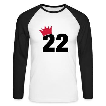 22_krone_f2 - Unisex Baseballshirt langarm - Weiß/Schwarz - Vorne - Nik (191cm)