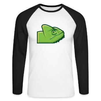 Green chameleon head lizard lizard green gift - Unisex Long Sleeve Baseball T-Shirt - white/black - Front - Nik (191cm)