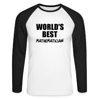 Mathe - Unisex Baseballshirt langarm - Weiß/Schwarz - Vorne - Nik (191cm)