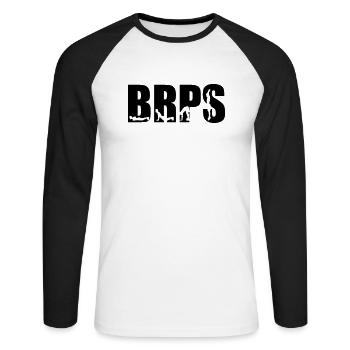 BRPS, Burpees - Unisex Baseballshirt langarm - Weiß/Schwarz - Vorne - Nik (191cm)