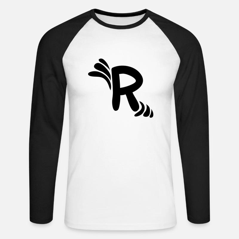 Lettera R & modello - Maglia da baseball a manica lunga da uomo - bianco/nero