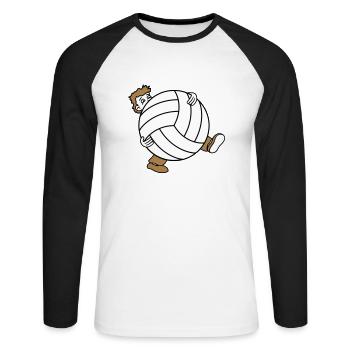 riesig volleyball sport verein kugel ball tragen s - Unisex Baseballshirt langarm - Weiß/Schwarz - Vorne - Nik (191cm)