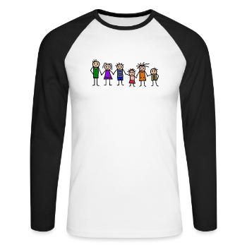 Familie mit vielen Kindern - Unisex Baseballshirt langarm - Weiß/Schwarz - Vorne - Nik (191cm)