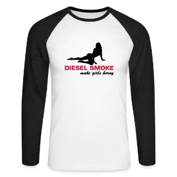 DIESEL SMOKE MAKE HORNY - T-shirt baseball manches longues Homme - blanc/noir - Devant - Nik (191cm)