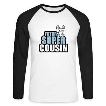futur super cousin - T-shirt baseball manches longues Homme - blanc/noir - Devant - Nik (191cm)