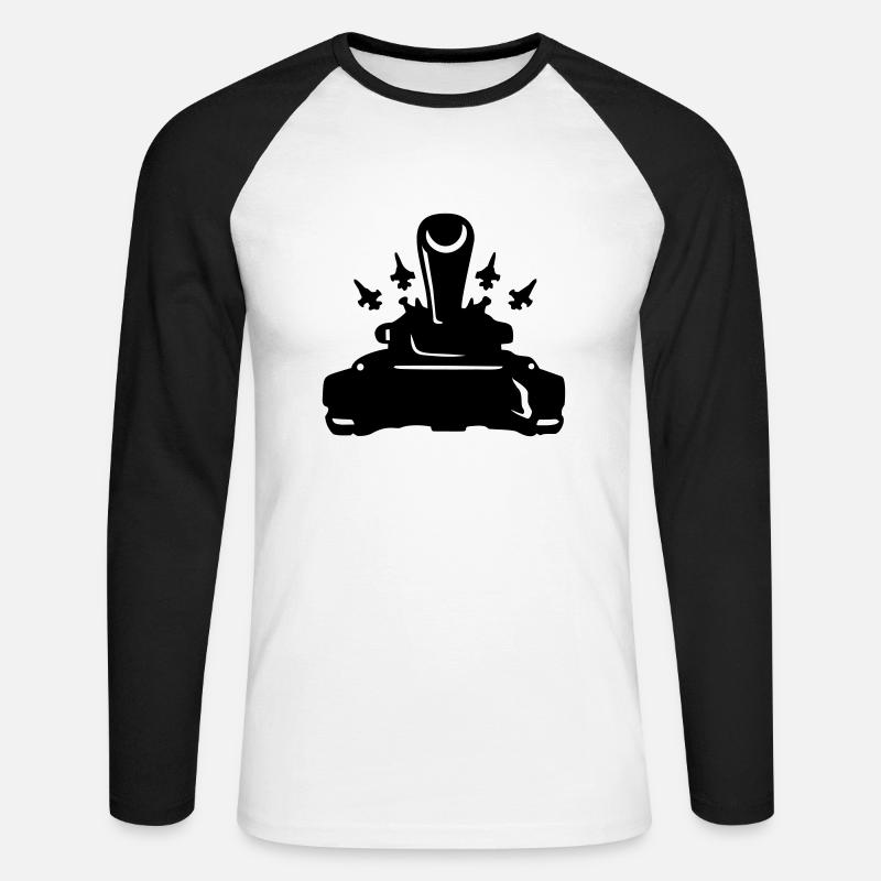 panzer_mit_flugzeugstaffel - Unisex Baseballshirt langarm - Weiß/Schwarz