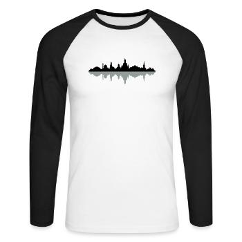 Skyline Dresden - Unisex Baseballshirt langarm - Weiß/Schwarz - Vorne - Nik (191cm)