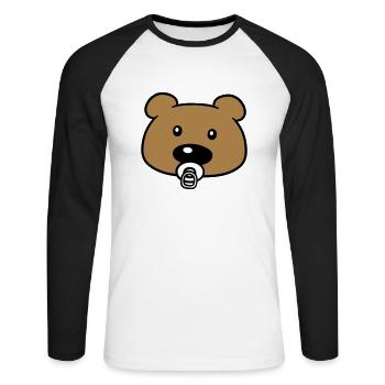 bébé en peluche visage tête sucette suesser petit - T-shirt baseball manches longues Homme - blanc/noir - Devant - Nik (191cm)