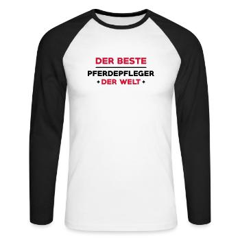 Pferdepfleger Stallknechtin Pferd Pferde Tier - Unisex Baseballshirt langarm - Weiß/Schwarz - Vorne - Nik (191cm)