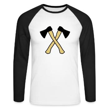 aexte icon - Unisex Baseballshirt langarm - Weiß/Schwarz - Vorne - Nik (191cm)