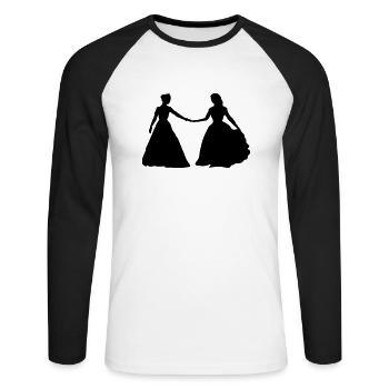 Lesbische Prinzessin, lgbt - Unisex Baseballshirt langarm - Weiß/Schwarz - Vorne - Nik (191cm)