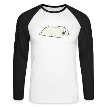 Robbenbaby / Babyseal Design III - T-shirt baseball manches longues Homme - blanc/noir - Devant - Nik (191cm)