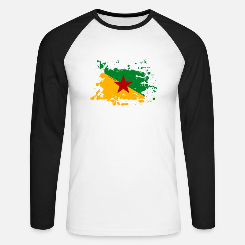 Französisch Guyana - Unisex Baseballshirt langarm - Weiß/Schwarz