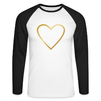 Cœur Or - T-shirt baseball manches longues Homme - blanc/noir - Devant - Nik (191cm)