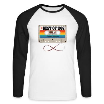 Best Of 1982 Vintage Birthday Gift T-Shirt - Unisex Long Sleeve Baseball T-Shirt - white/black - Front - Nik (191cm)