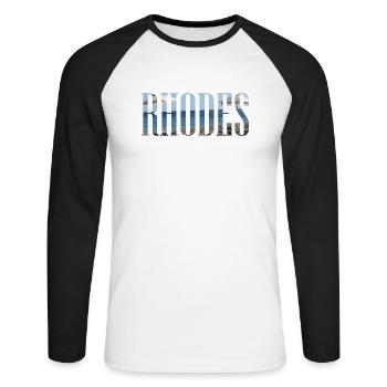 Rhodes Vacances avec Plage Grèce - T-shirt baseball manches longues Homme - blanc/noir - Devant - Nik (191cm)