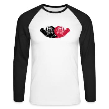 BiTURBO - Unisex Long Sleeve Baseball T-Shirt - white/black - Front - Nik (191cm)