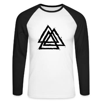 Valkunut « nœud des occis » Viking - T-shirt baseball manches longues Homme - blanc/noir - Devant - Nik (191cm)