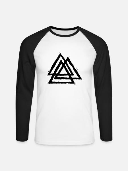 Valkunut Viking "knot of the occis" - Unisex Long Sleeve Baseball T-Shirt - white/black