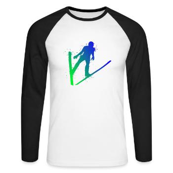 Ski jumping Ski flying Winter sports Ski jumpers - Unisex Long Sleeve Baseball T-Shirt - white/black - Front - Nik (191cm)