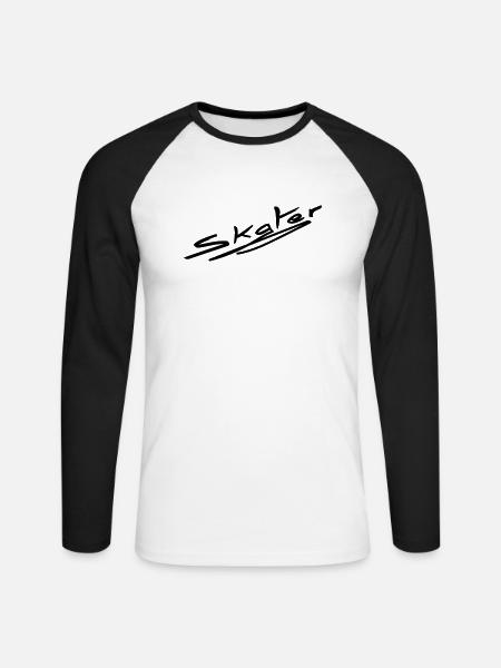 skater - sk8 - Unisex Baseballshirt langarm - Weiß/Schwarz