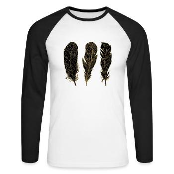 Stylo - T-shirt baseball manches longues Homme - blanc/noir - Devant - Nik (191cm)