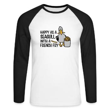 Heureux comme une mouette - T-shirt baseball manches longues Homme - blanc/noir - Devant - Nik (191cm)