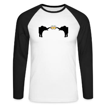 2 Toast à la bière d’éléphant - T-shirt baseball manches longues Homme - blanc/noir - Devant - Nik (191cm)
