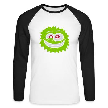 Hairy monster crazy face - Unisex Long Sleeve Baseball T-Shirt - white/black - Front - Nik (191cm)