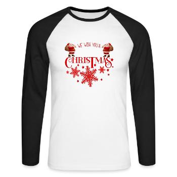 We wish you a Merry Christmas Santa - Unisex Long Sleeve Baseball T-Shirt - white/black - Front - Nik (191cm)